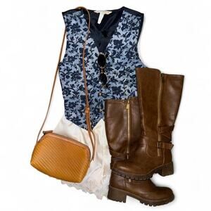 Vintage VTG Western Cowgirl Boho Button Up Vest Womens size M